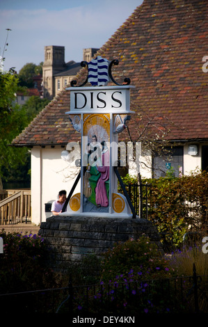 La città di Norfolk segno per Diss Foto Stock