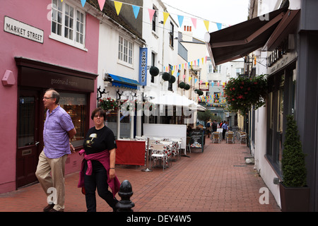 Vista di Market Street in 'Lanes' in Brighton Foto Stock