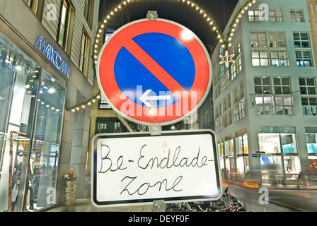 Segno "Be-Endlade-zona", Tedesco con errore di ortografia Foto Stock