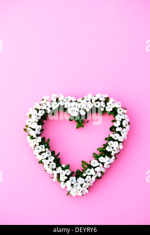 Ghirlanda fatta di fiori, a forma di cuore Foto Stock