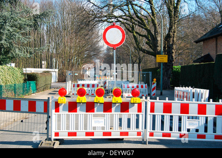 Chiusura della strada, Dorstener Strasse, Zweckel, Gladbeck, Ruhrgebiet area, Renania settentrionale-Vestfalia Foto Stock