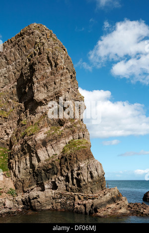 La scogliera gobbins percorso litoraneo islandmagee larne Irlanda del Nord Foto Stock