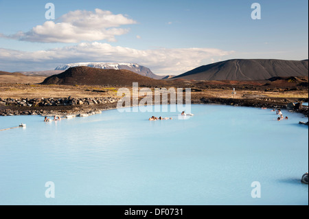 Jarðboeðin bagno termale, Myvatn natura bagni, la laguna blu del Nord, Norðurland eystra regione, o del nord-est Foto Stock