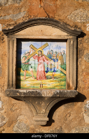 Le stazioni della croce, villaggio Deia, Maiorca, isole Baleari, Spagna Foto Stock