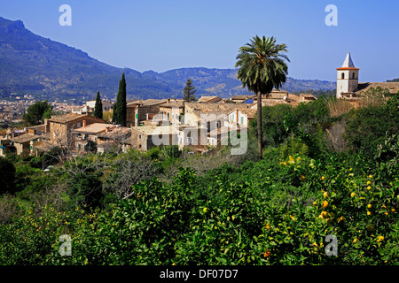 Vista del villaggio Biniaraix vicino a Soller Maiorca, isole Baleari, Spagna Foto Stock