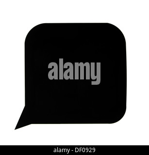 Un nero discorso bolla con il bianco intorno ad esso Foto Stock