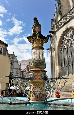 Fontana leone, Schwaebisch Gmuend, 2012, 850 anni Gmuend, Schwaebisch Gmuend, Baden-Wuerttemberg Foto Stock