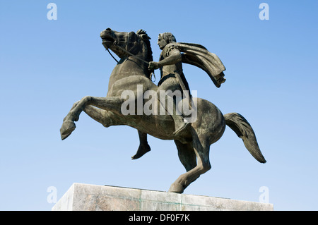 In Europa, in Grecia, a Salonicco, Alessandro il Grande monumento sul lungomare, Alexander a cavallo Foto Stock