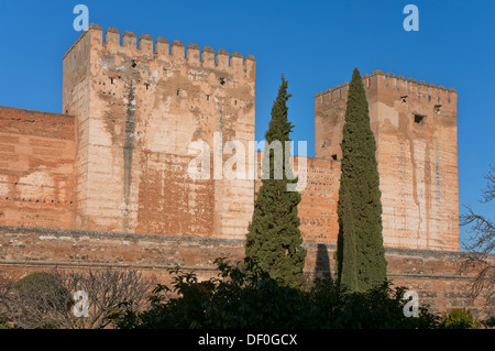 Alcazaba, Alhambra di Granada, regione dell'Andalusia, Spagna, Europa Foto Stock