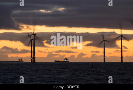 Teesside Offshore Wind Farm a Redcar sulla costa nord-orientale. Inghilterra. REGNO UNITO Foto Stock