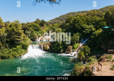 La cascata nel Parco Nazionale di Krka, Croazia. Foto Stock