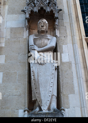 Bruges Stadhuis facciata statua Foto Stock