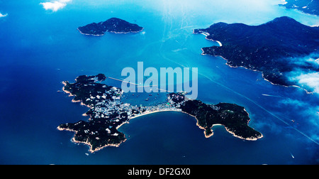 Una veduta aerea di Cheung Chau isola nei pressi di Lantau in Hong Kong. Foto Stock