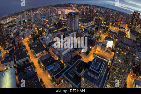 Vancouver BC Canada Downtown at Blue ora Vista fisheye Foto Stock