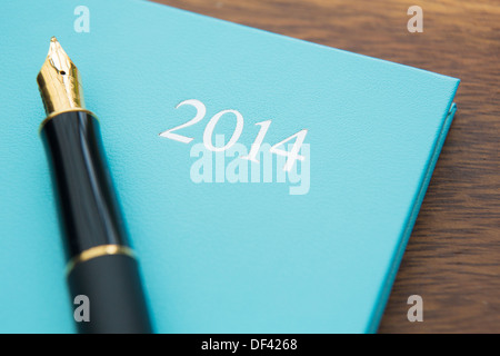 2014 diario con penna stilografica Foto Stock