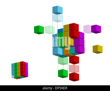 3D illustrazione forma con diversi colori, su uno sfondo bianco. Foto Stock