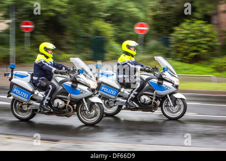 La polizia moto. Foto Stock