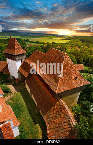 Szekly fortificata medievale chiesa di Viscri, Bunesti, Brasov, in Transilvania. Iniziato nel 1100's. Patrimonio mondiale dell UNESCO Foto Stock