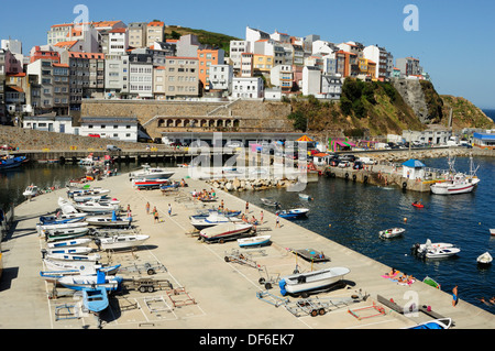 Malpica de Bergantiños, mariner cittadina della costa della Galizia. Spagna Foto Stock