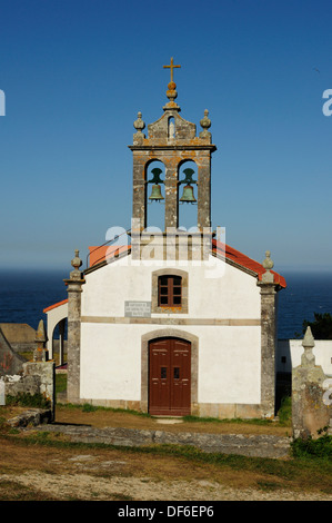 San Adrian cappella. Malpica de Bergantiños, Galizia, Spagna. Foto Stock