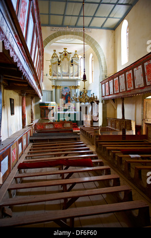 Szekly fortificata medievale chiesa di Viscri, Bunesti, Brasov, in Transilvania. Iniziato nel 1100's. Patrimonio mondiale dell UNESCO Foto Stock