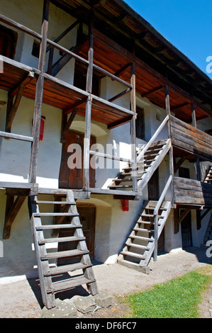 Camere di stoccaggio di Prejmer sassone chiesa fortificata , Brasov, in Transilvania. Patrimonio mondiale dell UNESCO Foto Stock