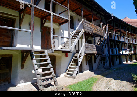 Camere di stoccaggio di Prejmer sassone chiesa fortificata , Brasov, in Transilvania. Patrimonio mondiale dell UNESCO Foto Stock