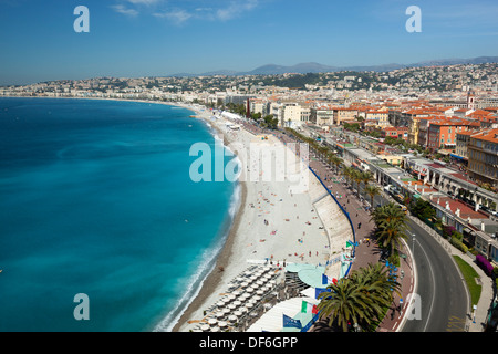 Europa - Francia - Provenza-Alpi-Costa azzurra - Nizza - Vista sulla baia e la Promenade des Anglais e dal Parc du chateau Foto Stock