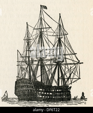 HMS Victory, Lord Nelson nave ammiraglia nella Battaglia di Trafalgar nel 1805. Dal romanticismo della nave mercantile, pubblicato nel 1931. Foto Stock