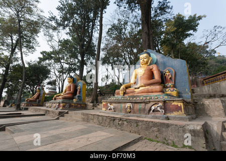 Udienza Buddha a Swayambhunath (tempio delle scimmie) tempio buddista - Kathmandu, Valle di Kathmandu, zona di Bagmati, Nepal Foto Stock