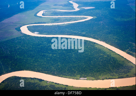 Serpeggianti sistema fluviale, Borneo Foto Stock