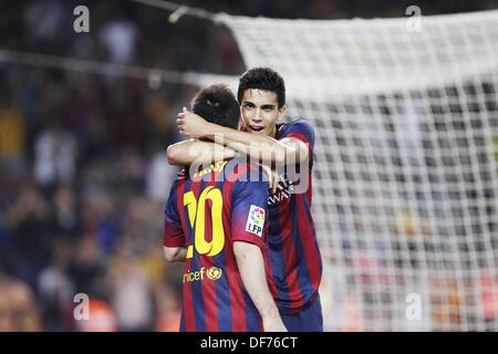 Marc Bartra (Barcellona), Settembre 24, 2013 - Calcio : Marc Bartra celebrare dopo il suo obiettivo in spagnolo "Liga Española" corrispondono tra Barcellona e Real Sociedad, allo stadio Camp Nou a Barcellona, Spagna, il 24 settembre 2013. (Foto di AFLO) Foto Stock