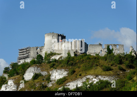 Château Gaillard castello medievale, costruito da Riccardo Cuor di Leone, Les Andelys, Dipartimento Eure Alta Normandia, Francia Foto Stock