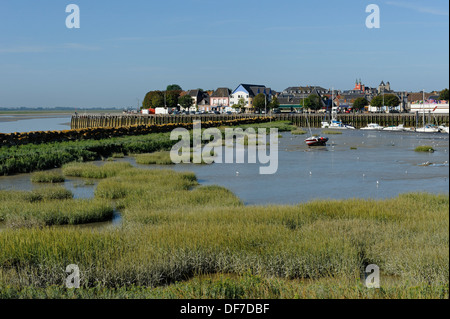 Porto di Le Crotoy presso la foce del fiume Somme, Le Crotoy, dipartimento Somme Picardia, Francia Foto Stock