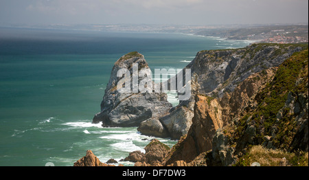 Costa Atlantica, Cabo da Roca, il punto più occidentale dell'Europa continentale, Cabo da Roca, Colares, distretto di Lisbona, Portogallo Foto Stock