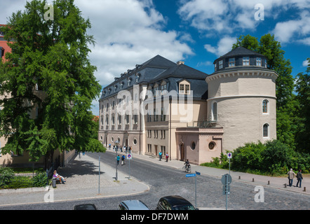 La duchessa Anna Amalia biblioteca con libri tower, lasciato il Goethe Ginkgo tree, Weimar, Turingia, Germania Foto Stock