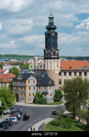 Palazzo di Città, Bastille con torre, Weimar, Turingia, Germania Foto Stock