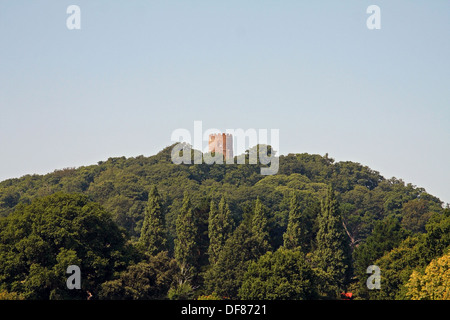 Conygar torre, Il Grade ii Listed hilltop la follia, il vicino Castello di Dunster, Parco Nazionale di Exmoor, Somerset, Inghilterra, Regno Unito. Costruito nel 1775. Foto Stock