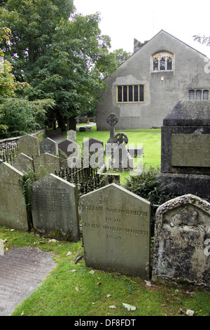 William Wordsworth grave a St Oswald la Chiesa a Grasmere nel Distretto del Lago, Cumbria Foto Stock