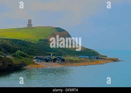 Clavell Torre a Kimmeridge Bay, Dorset, England, Regno Unito Foto Stock