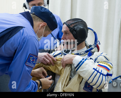 Mercoledì 7 Settembre 25, 2013,Expedition 37/38 di Baikonur in Kazakhstan. Lancio della Soyuz TMA-10M veicolo spaziale invierà il crewmates su un periodo di cinque mesi di missione a bordo della Stazione Spaziale Internazionale. Foto Stock