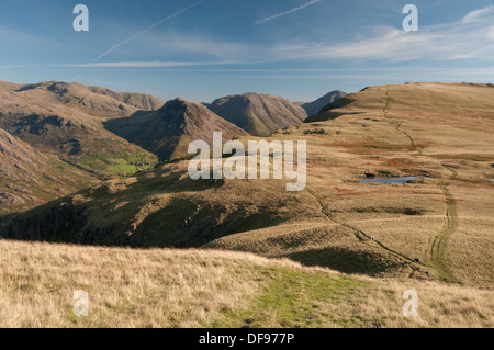 Vista da Whin Rigg Illgill alla testa sopra Wasdale, Lake District inglese Foto Stock