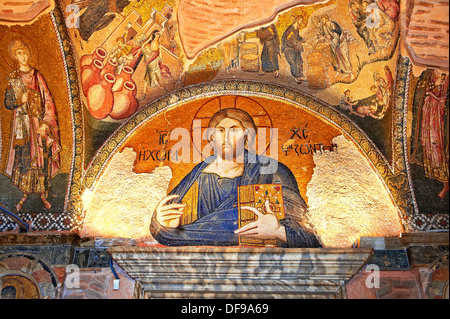 La chiesa bizantina di San Salvatore in Chora e il suo mosaico di Cristo Pantocratore, Chora o il Museo Kariye, Istanbul Foto Stock