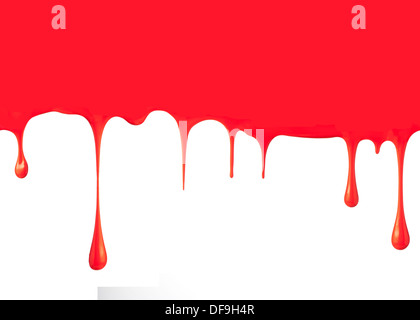 Gocciolamento di vernice isolati su sfondo bianco Foto Stock