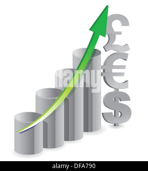 Illustrazione di valuta grafico su sfondo bianco Foto Stock