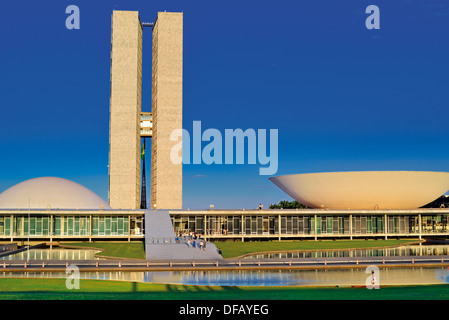 Il Brasile, Brasilia: Congresso Nazionale edificio di Oscar Niemeyer Foto Stock