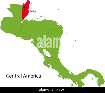 Mappa di Belize Foto Stock