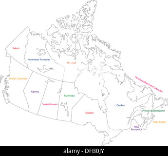 Delineare il Canada mappa Foto Stock