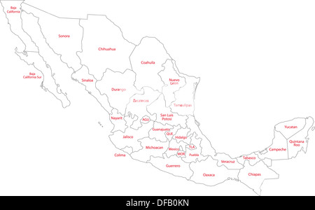Delineare il Messico mappa Foto Stock