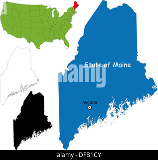Mappa di Maine Foto Stock